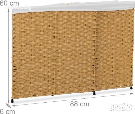 Кош за пране ратан Relaxdays 110 литра, снимка 2 - Други - 53755857