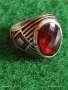 Арт Деко стил сребърен пръстен с ГРАНАТ орнаментиран майсторска изработка 51807, снимка 1