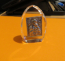 старинна малка сребърна икона Дева Мария, Богородица с младенеца върху стъклена плочка, снимка 3