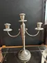 стар месингов свещник посребрен, снимка 2