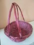 Плетена розова кошница, снимка 2