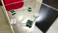 Van Cleef & Arpels VCA 5 Motifs Silver Green Malachite Diamonds Vintage Alhambra Дамска Гривна, снимка 1