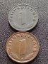 Две монети 1 райхспфенинг 1937г. / 1 райхспфенинг 1942г. Трети райх с СХВАСТИКА редки 26705, снимка 1