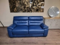 Син кожен диван тройка - 100 % естествена кожа, снимка 1