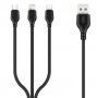 Нов кабел за зареждане 3в1 Type-C, Micro USB, Lightning, XO, снимка 1