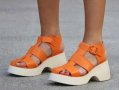 Сандали на платформа - оранжева кожа с бежово ходило - 650-MN, снимка 1