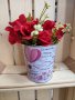 Ваза с цветя с надпис ОБИЧАМ ТЕ , снимка 1 - Романтични подаръци - 42431841