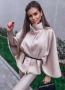 Дамско елегантно бежово пончо с колан , снимка 1
