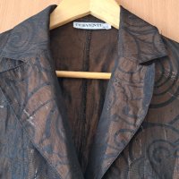 FERVENTE Дамско сако в кафяв цвят със златисти елементи-размер XS, снимка 3 - Сака - 40680298