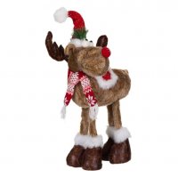 Коледен декоративен северен елен, шапка с пайети с червено седло, 65см , снимка 2 - Декорация за дома - 34744155