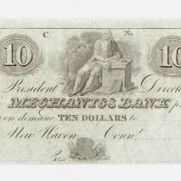 RARE.USA $ 10 DOLLARS ( MECHANICS BANK NY)1800'S ERA UNC, снимка 2 - Нумизматика и бонистика - 39794813