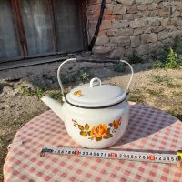 Стар емайлиран чайник #16, снимка 3 - Антикварни и старинни предмети - 33854621