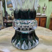 Страхотна антикварна белгийска кристална ваза Val Saint Lambert , снимка 5 - Вази - 44239043