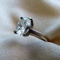 Немски сребърен пръстен с природен циркон/не цирконий/ за втора фаланга, снимка 3 - Пръстени - 42282012
