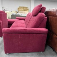 Червен диван от плат с лежанка ф-я сън,фотьойл, табуретка "ZE-EM09003", снимка 2 - Дивани и мека мебел - 39971489