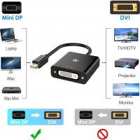 Преходник Rankie Mini DP към DVI, позлатен 1080P Mini DisplayPort (съвместим с Thunderbolt порт) към, снимка 2 - Кабели и адаптери - 35681968