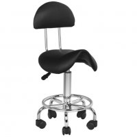 Козметичен/фризьорски стол - табуретка с облегалка AS-6001- 45/60 см - бяла/черна, снимка 7 - Друго оборудване - 33690814