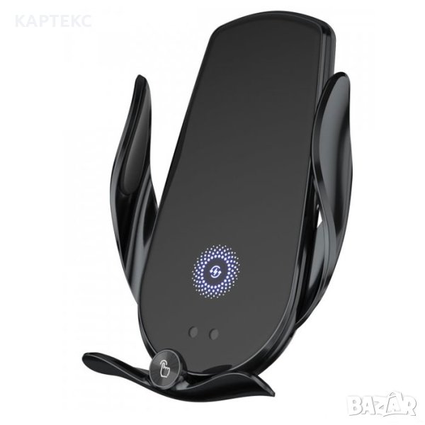 Поставка за телефон с Wireless Charger - Черна, снимка 1