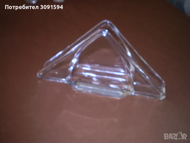 19ти век САЛФЕТНИК КРИСТАЛНО ПРОЗРАЧНО СТЪКЛО, снимка 1