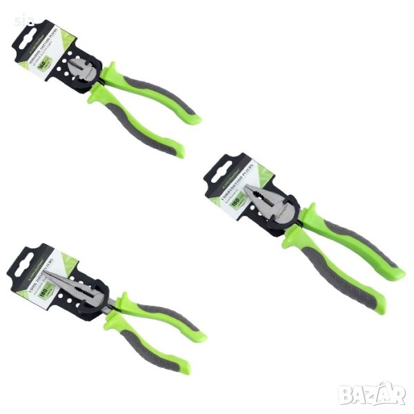 Комплект клещи, прави човки 180мм, резачки 160мм, комбинирани 180мм, снимка 1