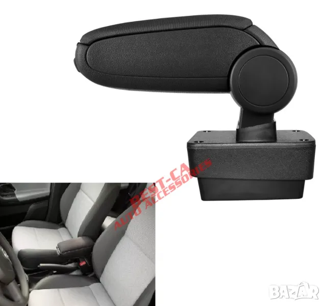 Текстилен черен подлакътник подходящ за Skoda Fabia 3 Mk3 III (2014-2022), снимка 1