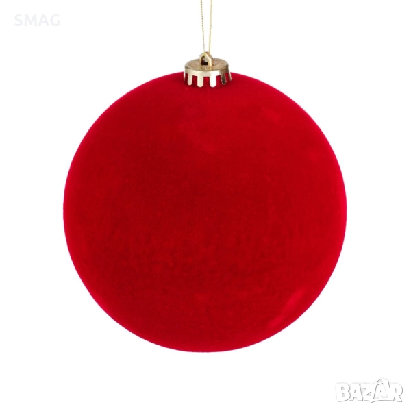 Коледна топка кадифена червена Ø15 см_1242994, снимка 1