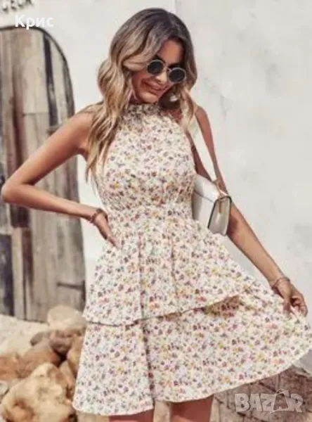 Ежедневна рокля с флорални мотиви Размер: L, снимка 1