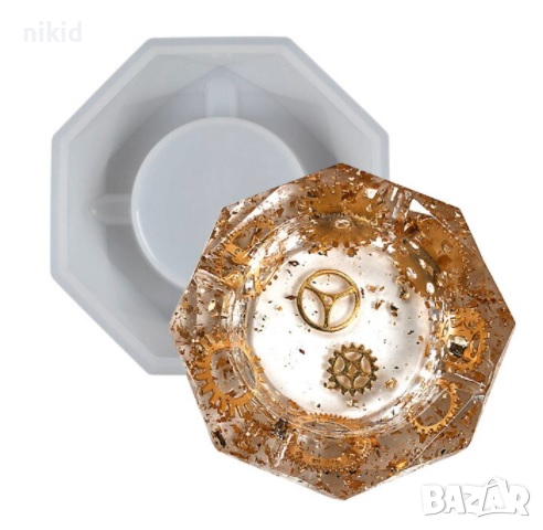 Осмоъгълник поставка основа за свещ силиконов молд форма калъп за смола гипс шоколад свещник, снимка 1