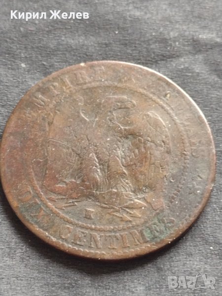 Рядка монета 10 сантима 1855г. Франция Наполеон трети за КОЛЕКЦИЯ 26428, снимка 1
