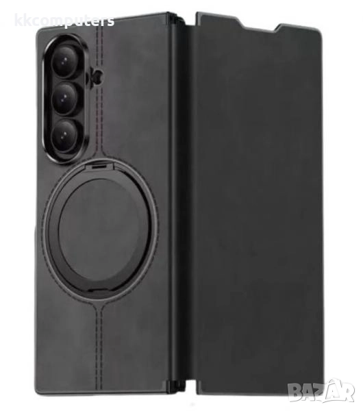 Калъф тефтер Wlons Кожа със стойка / Черен / за Samsung Z Fold 7 Баркод : 3133007, снимка 1