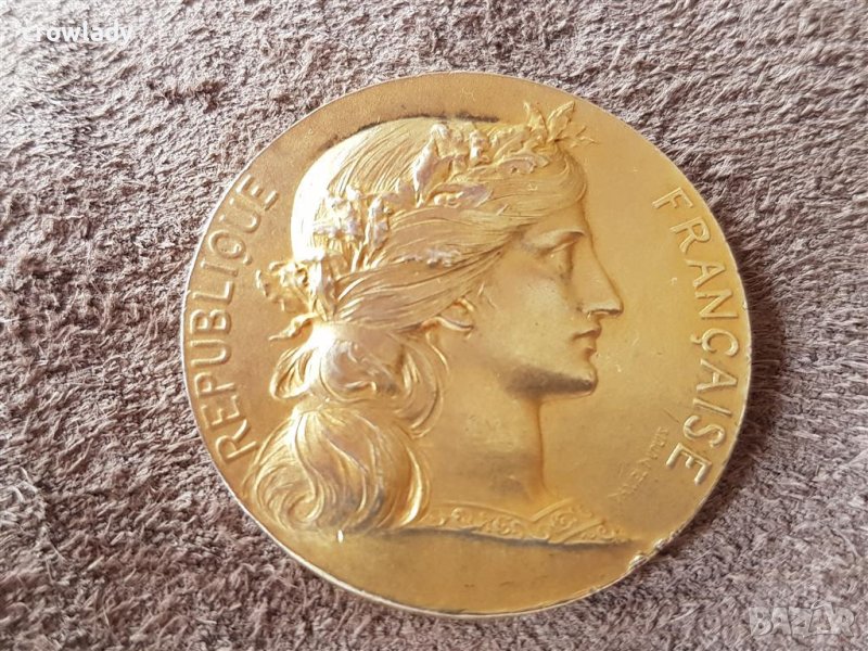 Сребърен позлатен Медал Франция на източното индустриялно общество , снимка 1