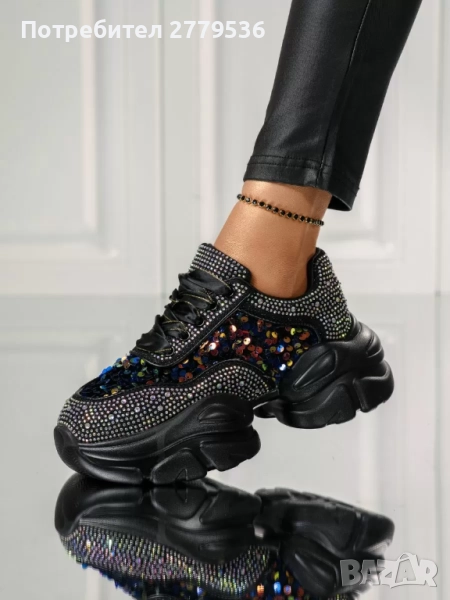 Дамски маратонки черни от текстилен материал Aurelia , снимка 1