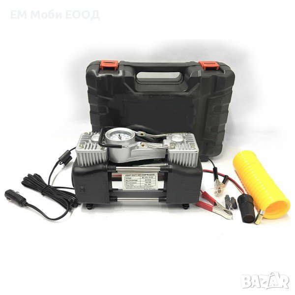ДВУБУТАЛЕН КОМПРЕСОР ЗА ГУМИ С РЕМОНТЕН КОМПЛЕКТ, снимка 1