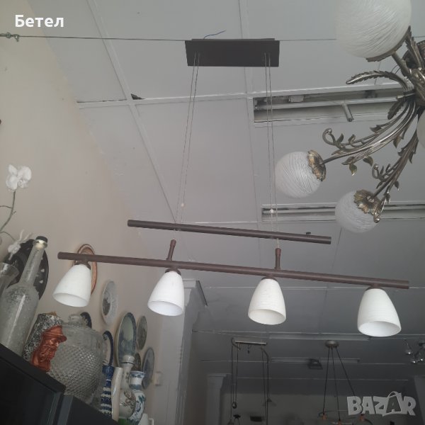 Полилей с 4 лале матстъкло,Германия, снимка 1
