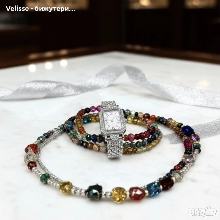Дамски комплект: часовник, гривни и колие , снимка 1