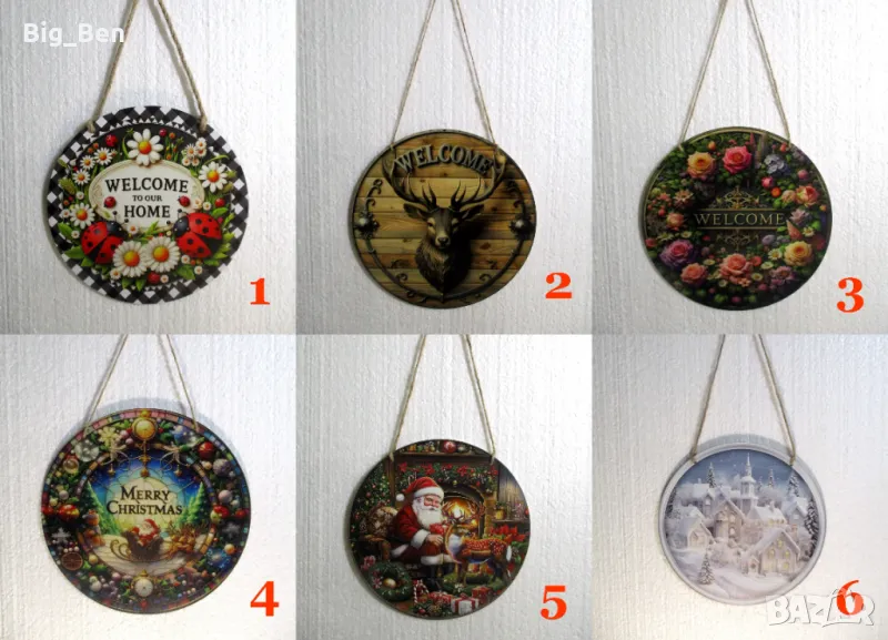 Декоративни Кръгли Дървени Табели - 2D Плосък Печат, снимка 1