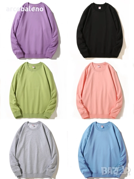 Есенно-зимен мъжки композитен суитчър с кръгло деколте и полар, 11цвята , снимка 1