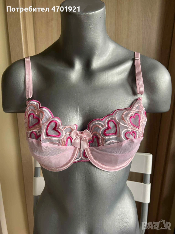 Дамски розов сутиен с дантела, снимка 1
