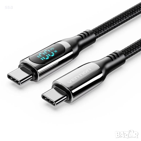 Vention кабел USB2.0 Type-C/Type-C 100W, LED display 2m - TAYBH ***, снимка 1