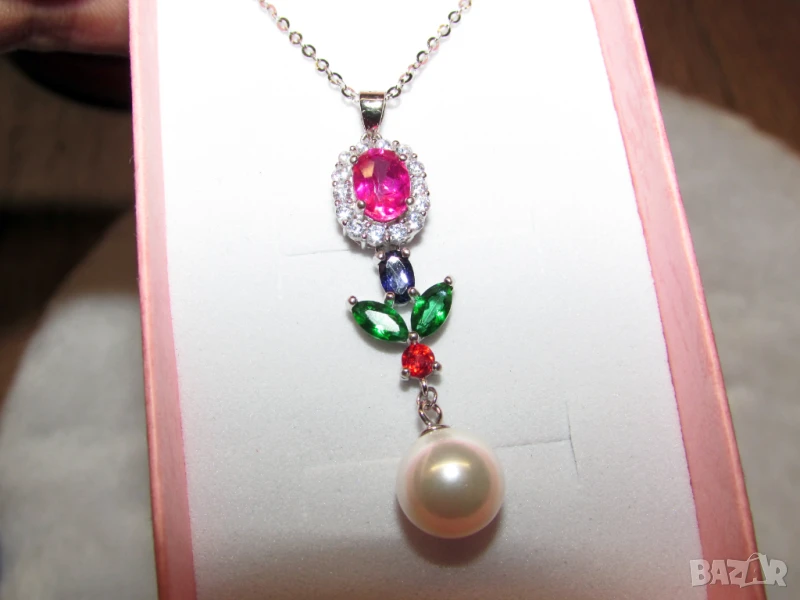 925 сребърна висулка с натурален топаз 5х9мм подходяща за подарък, снимка 1