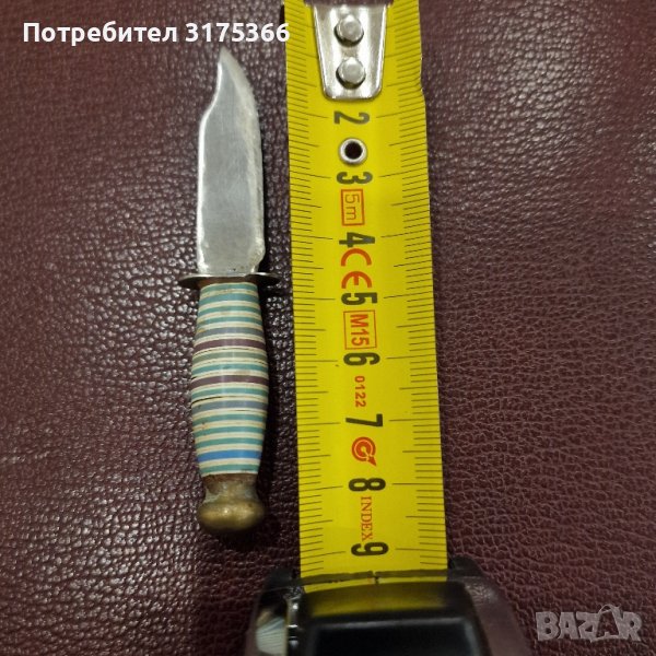 Джобен нож миниатюрна кама с месингово топче , снимка 1