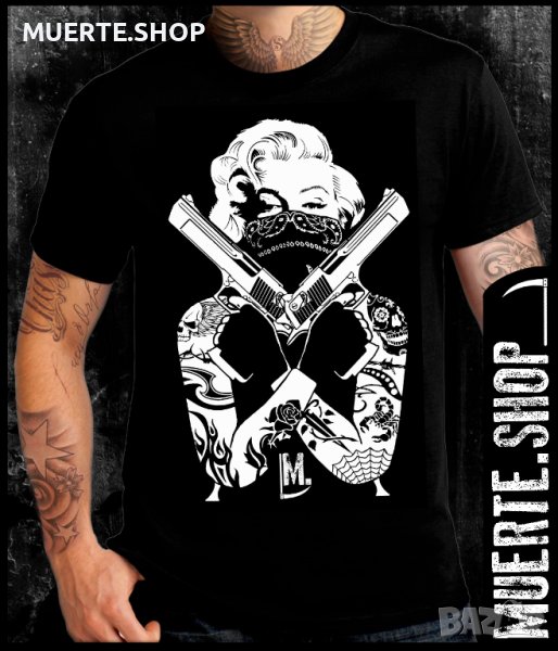 Черна тениска с щампа MARYLIN OUTLAW, снимка 1