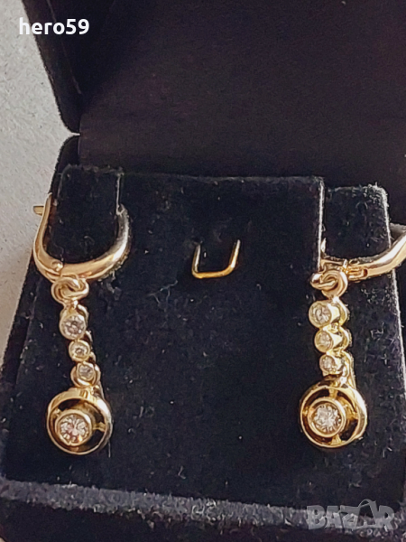 Златни дамски обеци с брилянти,злато 14к, снимка 1