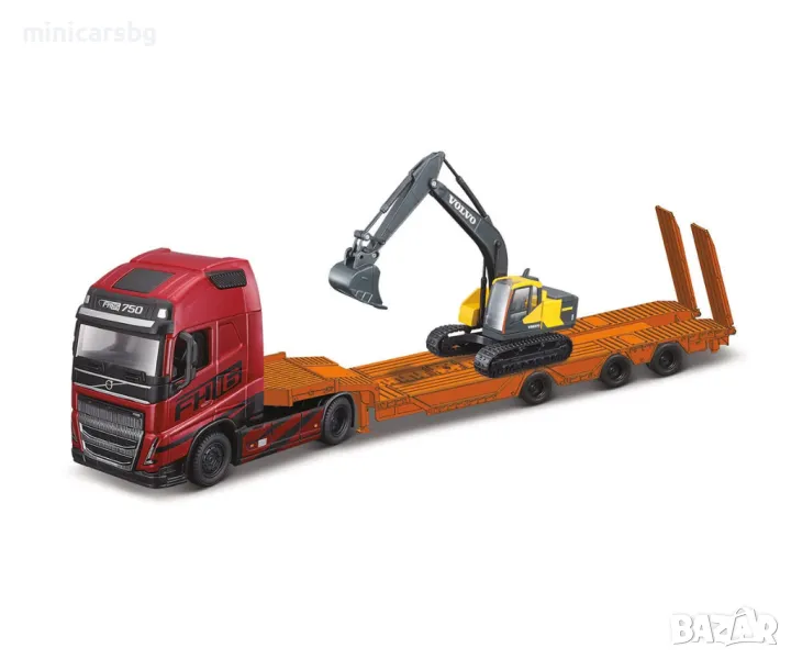 Метален Тир с ремарке: Volvo FH16 с Екскаватор, снимка 1
