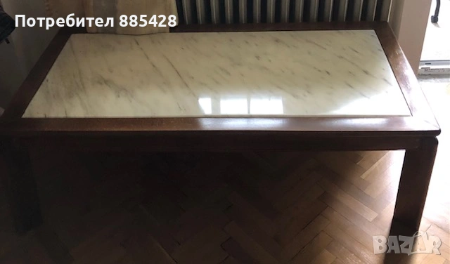 Дървена маса с мрамор, снимка 1