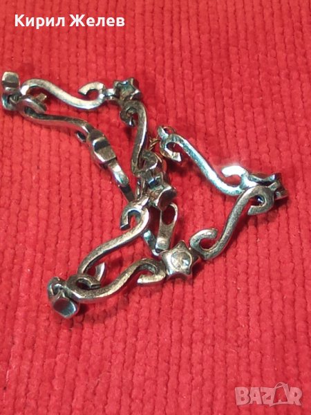 НЕЖНА СКЪПОЦЕННА СТАРА АРТ НУВО СТИЛ ГРИВНА СРЕБРО 925 с ФАСЕТИРАНИ ЦИРКОНИ ЮВЕЛИРНА ИЗРАБОТКА 25806, снимка 1