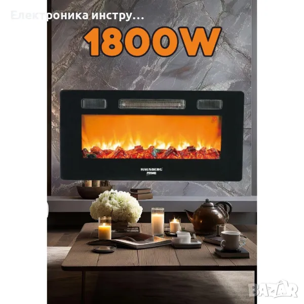 Електрическа стенна камина Hausberg HB-8225-NG: Комбинация от комфорт и модерна технология, снимка 1