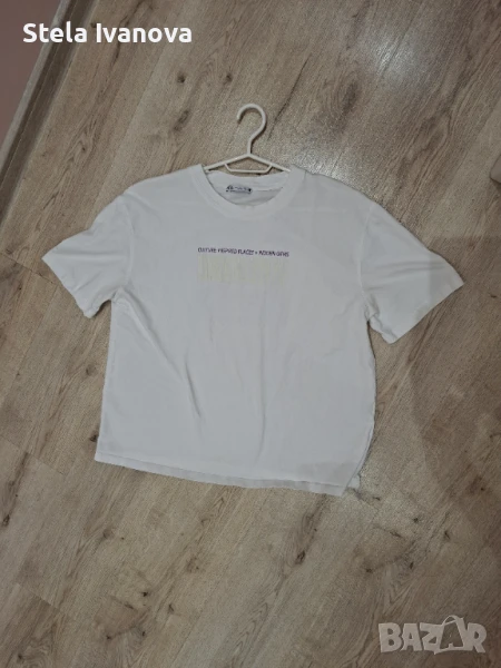 Бяла oversize тениска с надписи на гърба!!!, снимка 1