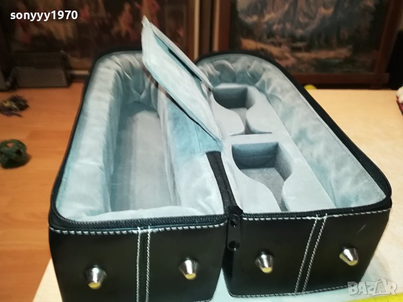 КОЖЕН КУФАР С ЦИП ЗА ШИШЕ И 2 ЧАШИ 1206231019M, снимка 1