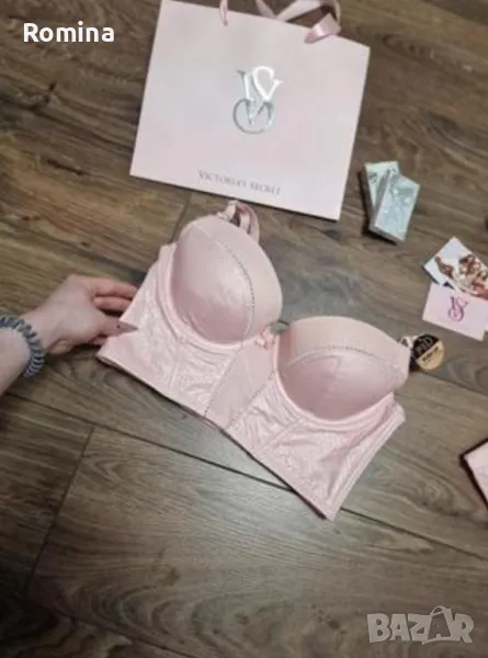 Стилно  розово бюстие декорирано с камъчета , снимка 1